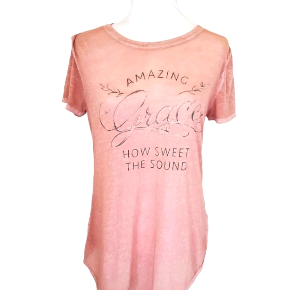 Maurices womens graphic tshirt -Amazing Grace how sweet the sound XL mauve pink